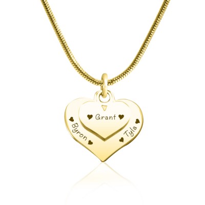 Double Heart Necklace - Gold Plated - Custom Jewellery By All Uniqueness