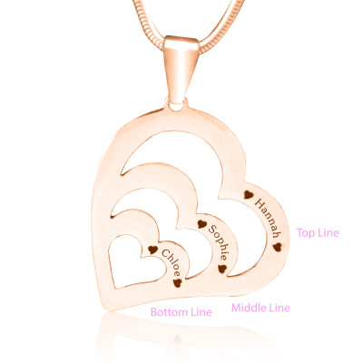 Hearts of Love Necklace - Rose Gold Plated - Custom Jewellery By All Uniqueness
