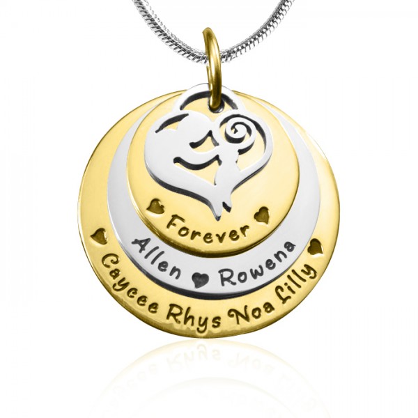 Mother s Disc Triple Necklace - TWO TONE - Gold Silver - Custom Jewellery By All Uniqueness