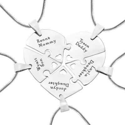 Penta Heart Puzzle - Five Necklaces - Custom Jewellery By All Uniqueness