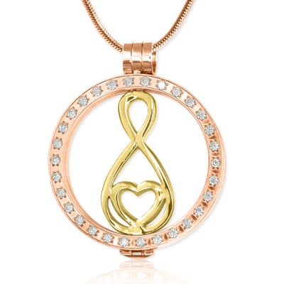 Rose Gold Plated Diamonte Necklace with Gold Infinity - Custom Jewellery By All Uniqueness
