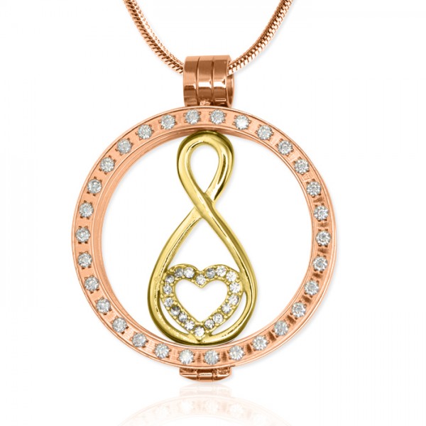 Rose Gold Plated Diamonte Necklace with Gold Infinity - Custom Jewellery By All Uniqueness