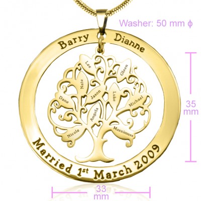 Tree of My Life Washer Necklace 10 - Gold Plated - Custom Jewellery By All Uniqueness