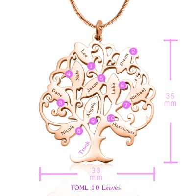 Tree of My Life Necklace 10 - Rose Gold Plated - Custom Jewellery By All Uniqueness