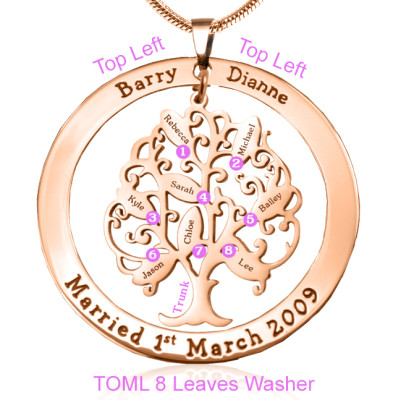 Tree of My Life Washer 8 - Rose Gold Plated - Custom Jewellery By All Uniqueness