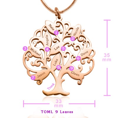Tree of My Life Necklace 9 - Rose Gold Plated - Custom Jewellery By All Uniqueness