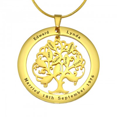 Tree of My Life Washer Necklace 10 - Gold Plated - Custom Jewellery By All Uniqueness