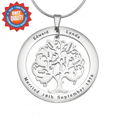 Tree of My Life Washer Necklace 10 - Silver - Custom Jewellery By All Uniqueness