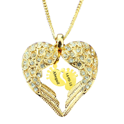 Angels Heart Necklace with Feet Insert - GOLD - Custom Jewellery By All Uniqueness