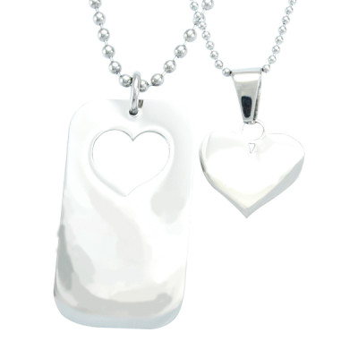 Dog Tag - Stolen Heart - Two Necklaces - Silver - Custom Jewellery By All Uniqueness