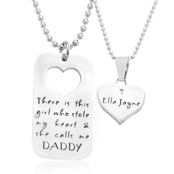 Dog Tag - Stolen Heart - Two Necklaces - Silver - Custom Jewellery By All Uniqueness
