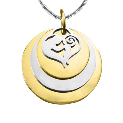Mother s Disc Triple Necklace - TWO TONE - Gold Silver - Custom Jewellery By All Uniqueness