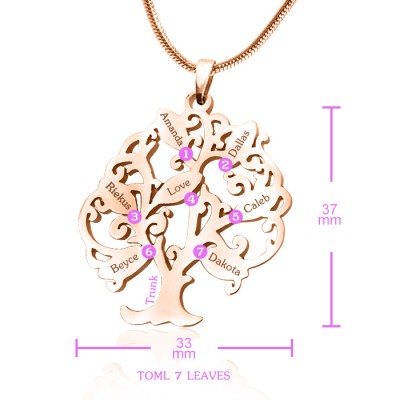 Tree of My Life Necklace 7 - Rose Gold Plated - Custom Jewellery By All Uniqueness