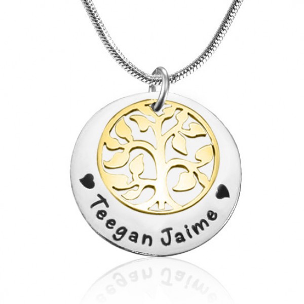 My Family Tree Single Disc - Two Tone - Gold Silver - Custom Jewellery By All Uniqueness