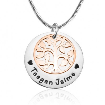 My Family Tree Single Disc - Two Tone - Rose Gold Silver - Custom Jewellery By All Uniqueness