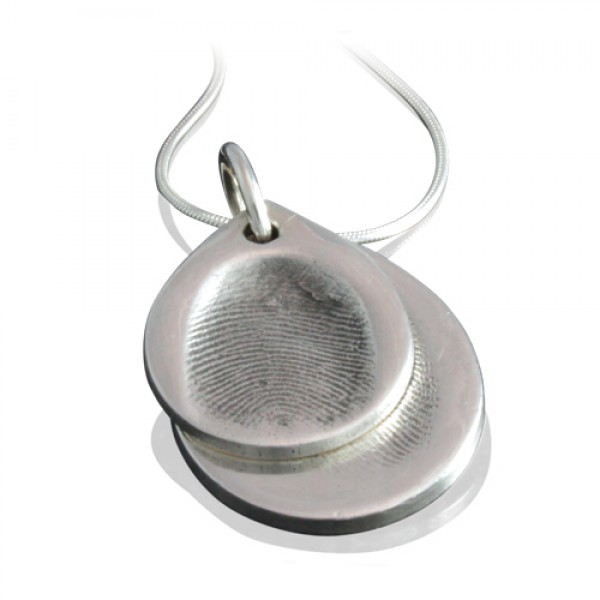 925 Silver FingerPrint Cascade TearDrop Pendant - Custom Jewellery By All Uniqueness