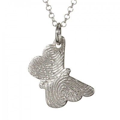 925 Silver FingerPrint Butterfly Pendant - Custom Jewellery By All Uniqueness