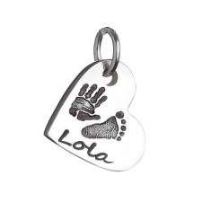 Preserve Tiny Prints: Custom Silver Handprint & Footprint Heart Charm Necklace
