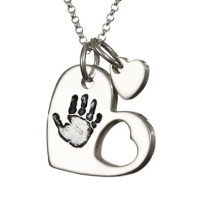 925 Silver Cut Out Heart Handprint Necklace - Custom Jewellery By All Uniqueness