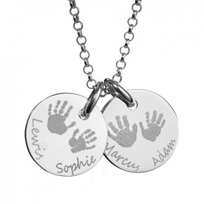 Large Engraved Handprint Necklace For Children - Custom Jewellery By All Uniqueness