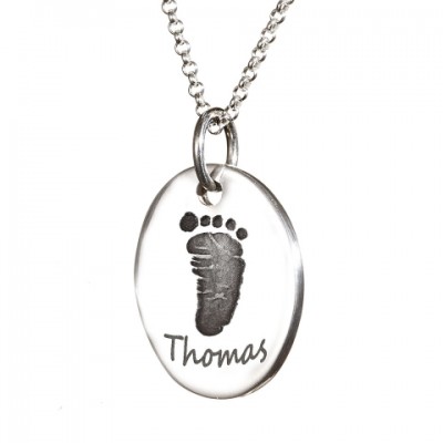 925 Silver Hand / Footprint Oval Charm - Custom Jewellery By All Uniqueness