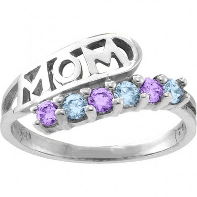 Cherish MOM Cut-out 2-6 Stones Ring - Custom Jewellery By All Uniqueness