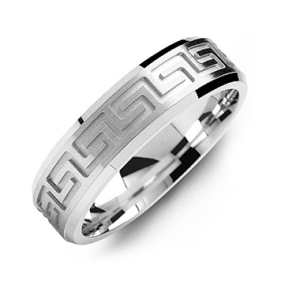Greek Key Eternity Grooved Men s Ring - Custom Jewellery By All Uniqueness