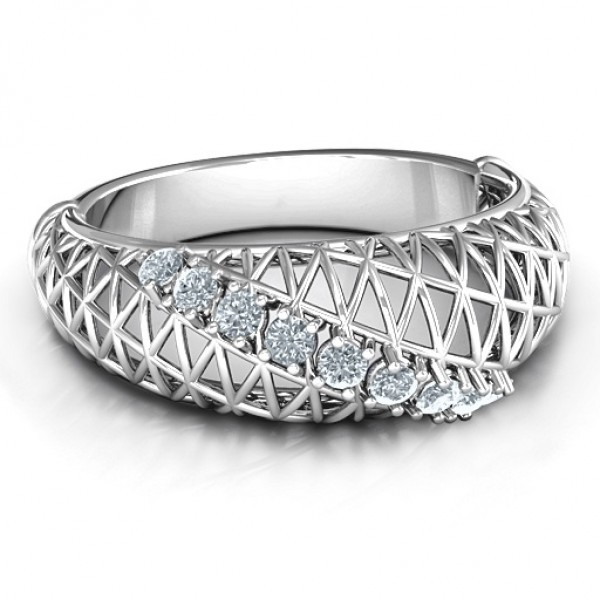 9 Stone Geometric Mesh Ring - Custom Jewellery By All Uniqueness