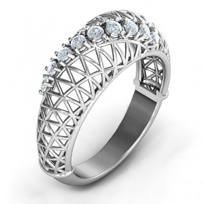 9 Stone Geometric Mesh Ring - Custom Jewellery By All Uniqueness
