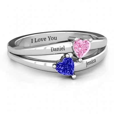 Twin Hearts Ring - Custom Jewellery By All Uniqueness