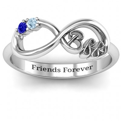 BFF Friendship Infinity Ring with 2 - 7 Stones - Custom Jewellery By All Uniqueness
