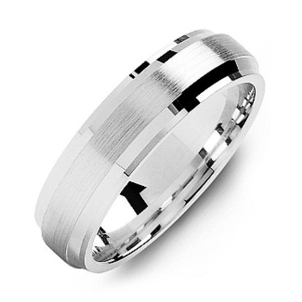 Beveled Edge Men s Ring with Brushed Centre - Custom Jewellery By All Uniqueness