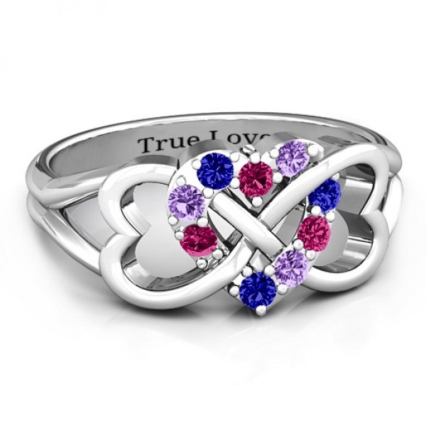 Birthstone Triple Heart Infinity Ring - Custom Jewellery By All Uniqueness