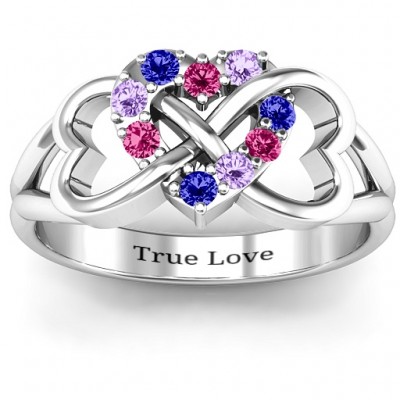 Birthstone Triple Heart Infinity Ring - Custom Jewellery By All Uniqueness
