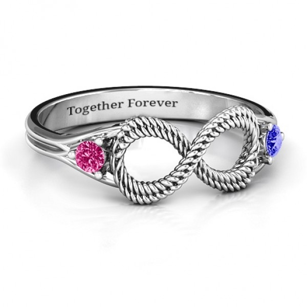 Braided Infinity Ring with Two Stones - Custom Jewellery By All Uniqueness
