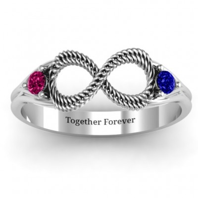 Braided Infinity Ring with Two Stones - Custom Jewellery By All Uniqueness