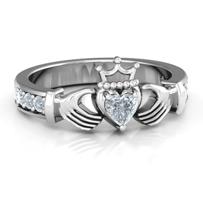 Classic Claddagh Heart Cut Ring with Accents - Custom Jewellery By All Uniqueness