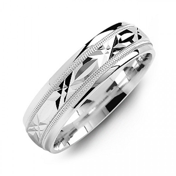 Classic Men s Ring with Diamond Cut Pattern - Custom Jewellery By All Uniqueness