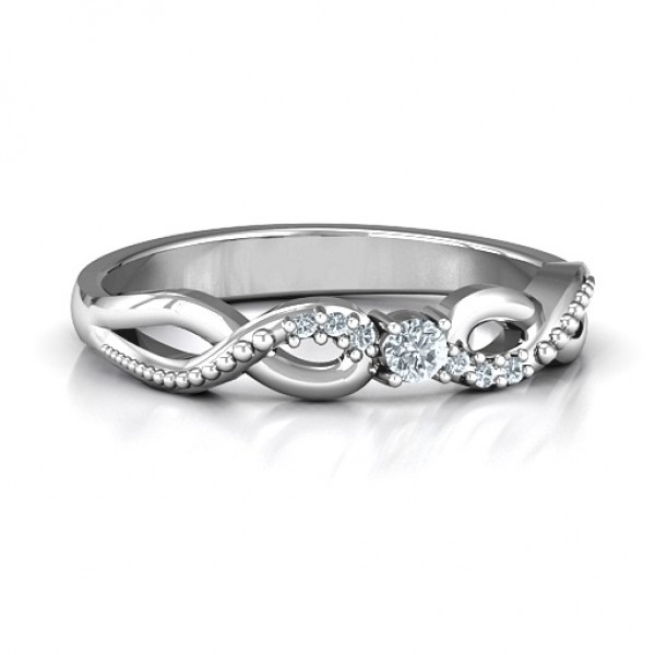 Classic Solitare Sparkle Ring with Accented Infinity Band - Custom Jewellery By All Uniqueness