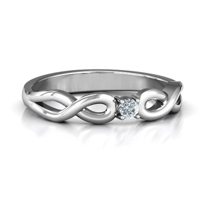 Classic Solitare Sparkle Ring with Infinity Band - Custom Jewellery By All Uniqueness