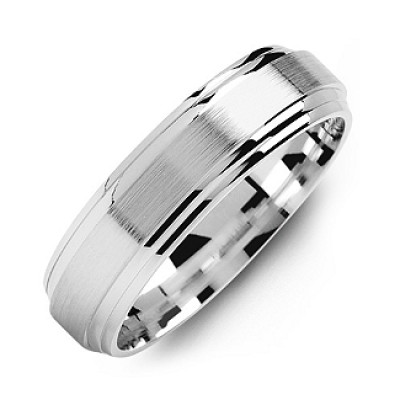 Classic Two-Line Milled-Brush Men s Ring - Custom Jewellery By All Uniqueness