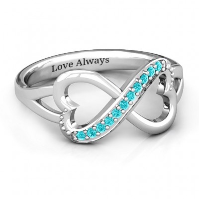 Double Heart Infinity Ring with Accents - Custom Jewellery By All Uniqueness