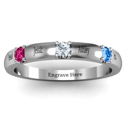 Elegant Three Gemstone Ring - Custom Jewellery By All Uniqueness
