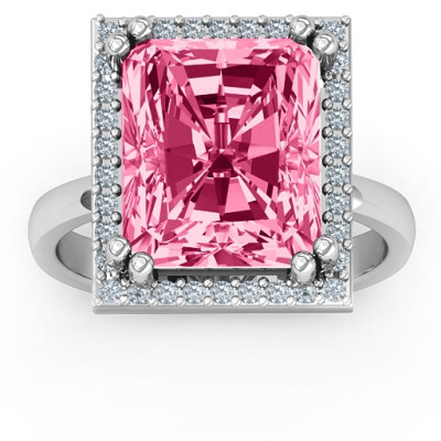 Emerald Cut Statement Ring with Halo - Custom Jewellery By All Uniqueness