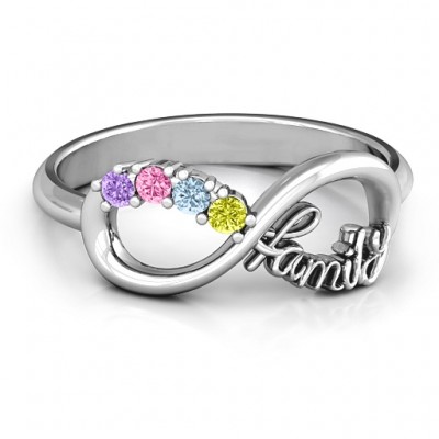 Family Infinite Love with Stones Ring - Custom Jewellery By All Uniqueness