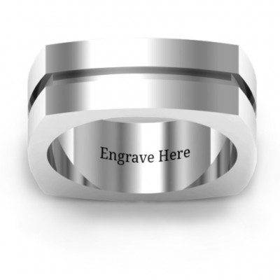 Fissure Grooved Square-shaped Men s Ring - Custom Jewellery By All Uniqueness