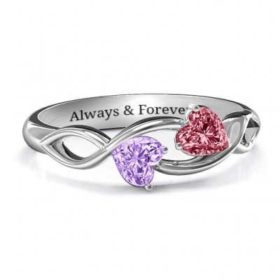 Heavenly Hearts Ring with Heart Gemstones - Custom Jewellery By All Uniqueness