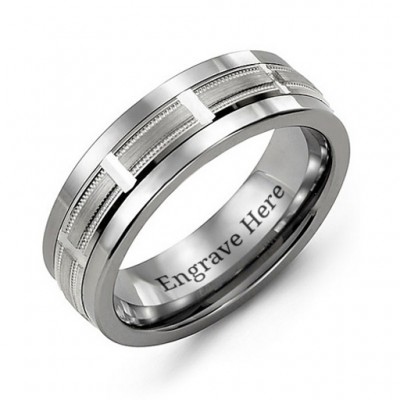 Horizontal-Cut Men s Ring with Beveled Edge - Custom Jewellery By All Uniqueness