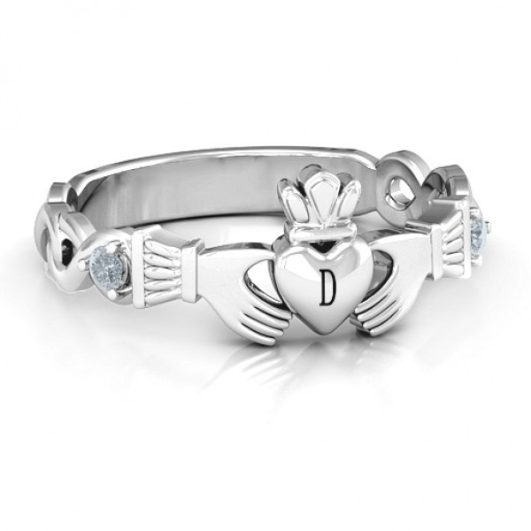 Infinity Claddagh With Side Stones Ring - Custom Jewellery By All Uniqueness