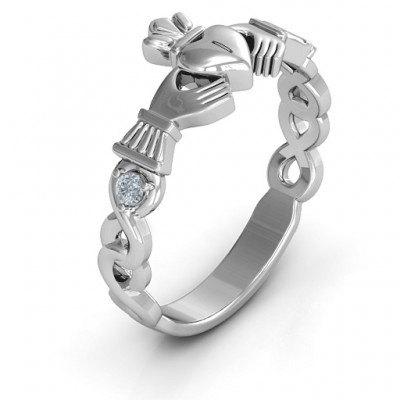 Infinity Claddagh With Side Stones Ring - Custom Jewellery By All Uniqueness